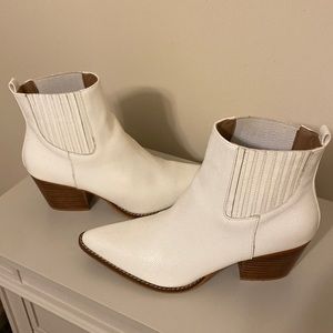 White embossed booties